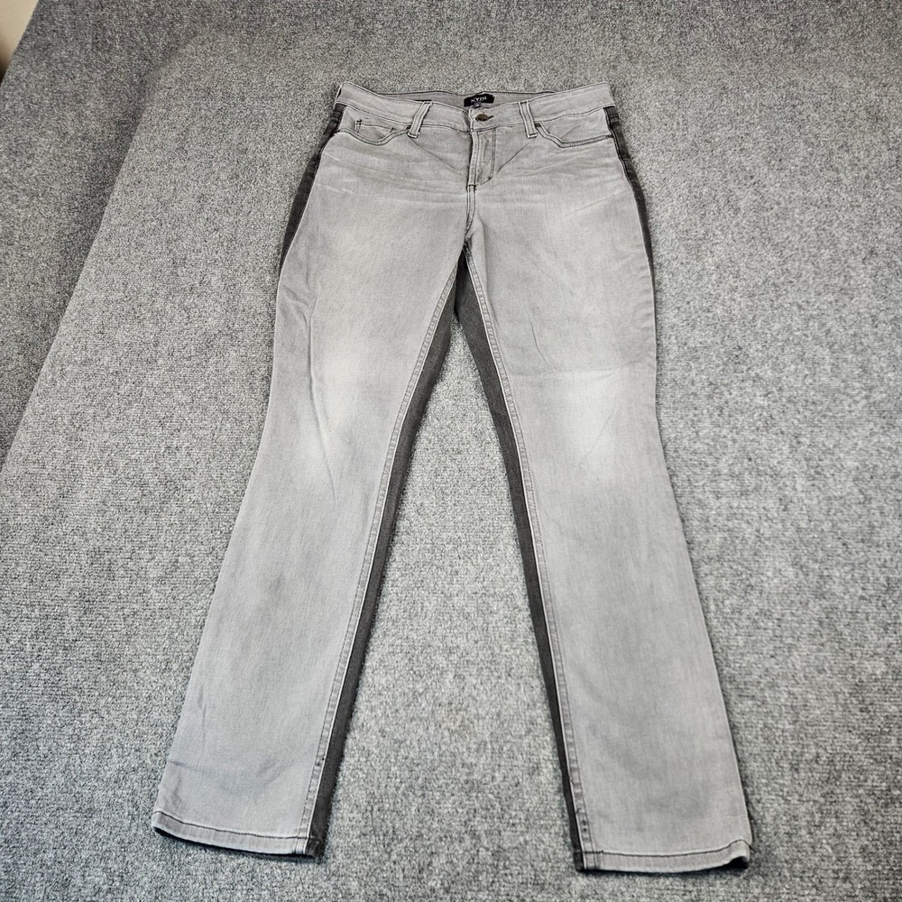 NYDJ Girlfriend Two Tone Grey Jeans Lift Tuck Straight Leg MAXD1991 Womens 12‎